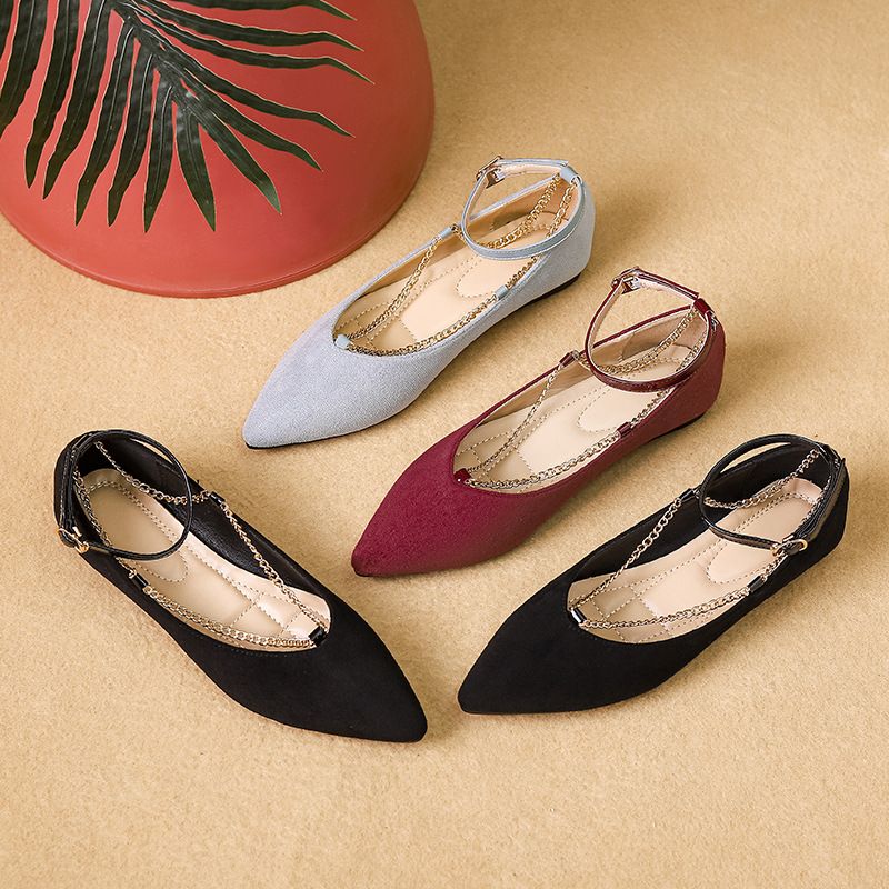 Women's Casual Vacation Solid Color Point Toe Flats