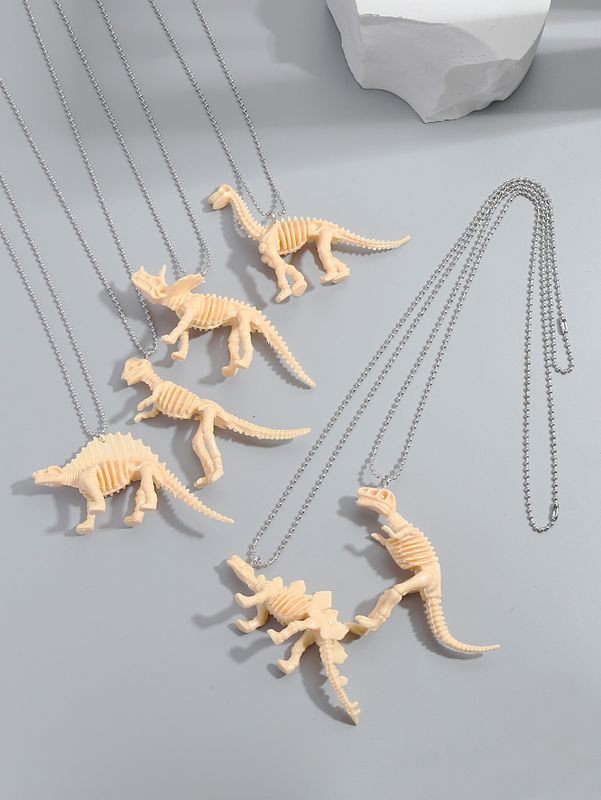 Übertrieben Toller Stil Dinosaurier Kunstharz Überzug Versilbert Unisex Halskette Mit Anhänger
