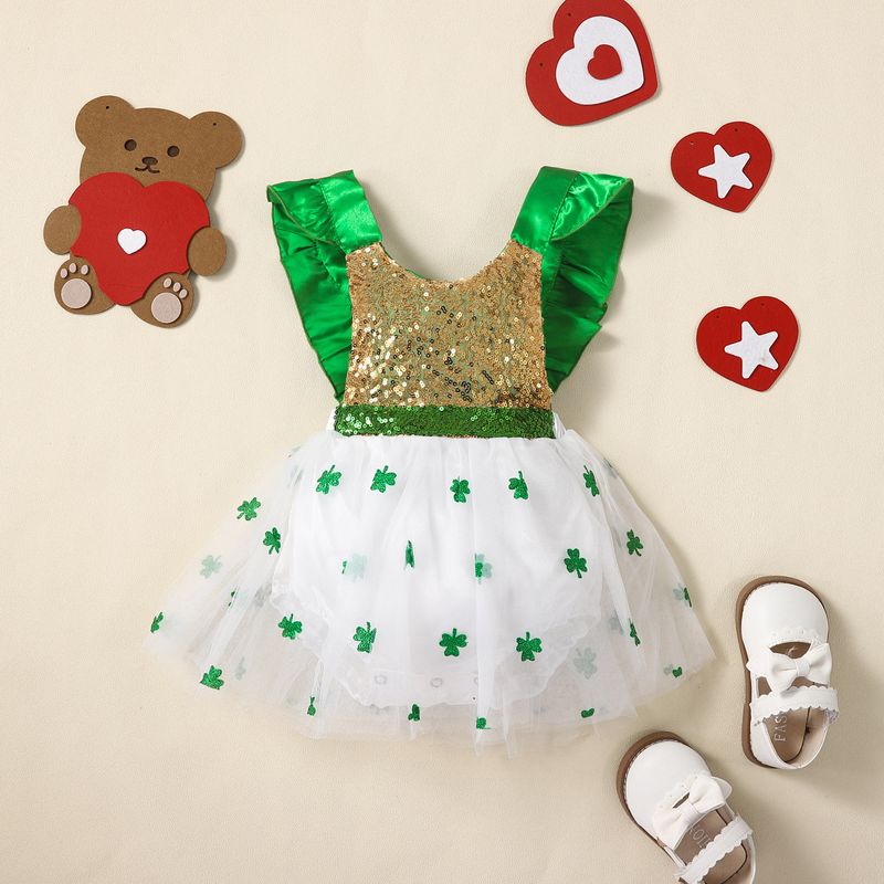 St. Patrick Princess Cute Shamrock Polyester Girls Dresses