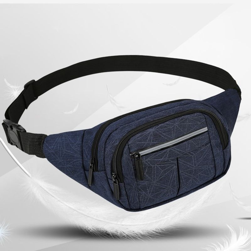 Men's Solid Color Oxford Cloth Zipper Fanny Pack