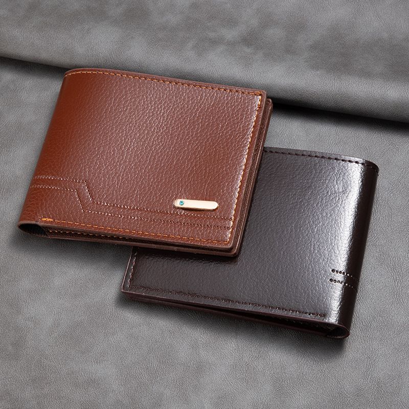 Men's Geometric Pu Leather Open Small Wallets