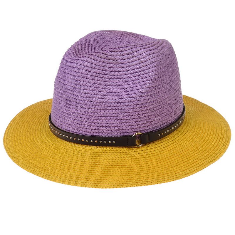 للجنسين أسلوب بسيط متعدد الألوان طنف كبيرة قبعة فيدورا