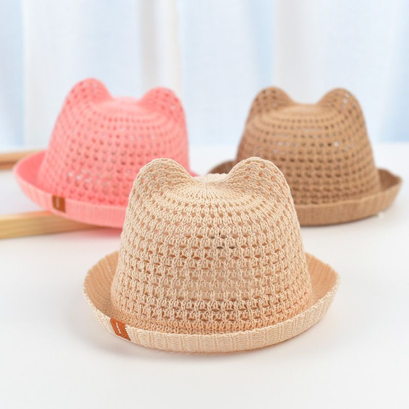 Children Unisex Cartoon Style Cute Solid Color Crimping Straw Hat