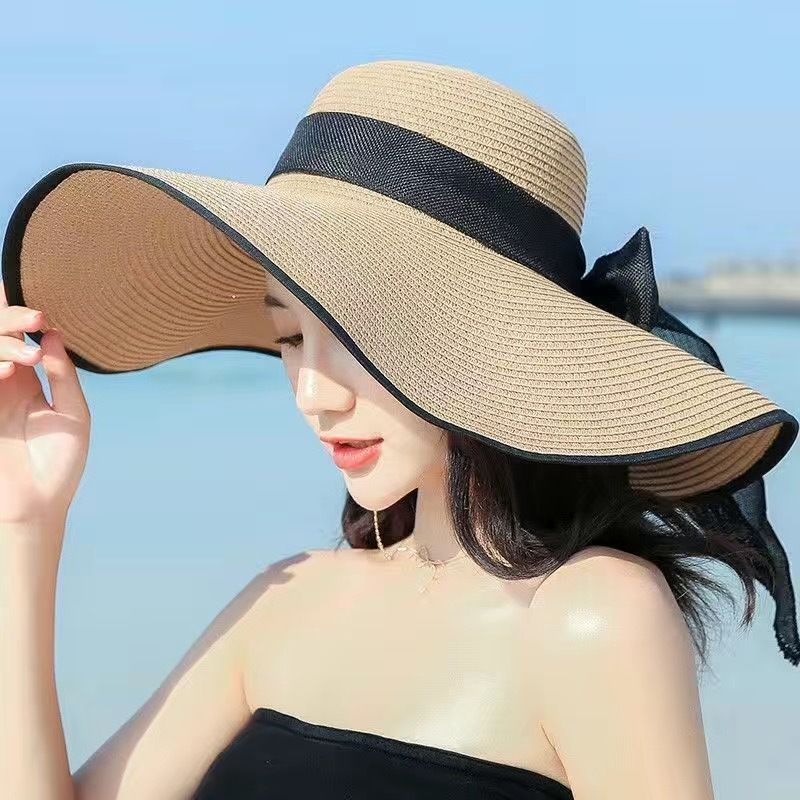 Women's Simple Style Classic Style Color Block Big Eaves Straw Hat