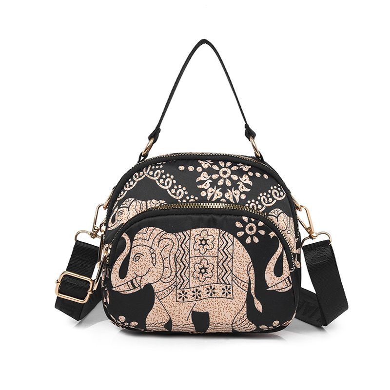 Frau Klein Oxford-stoff Elefant Vintage-stil Hülse Reißverschluss Kuppeltasche