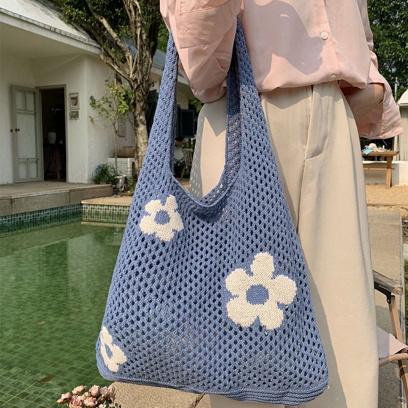 Frau Mittel Polyester Blume Süß Quadrat Offen Handtasche