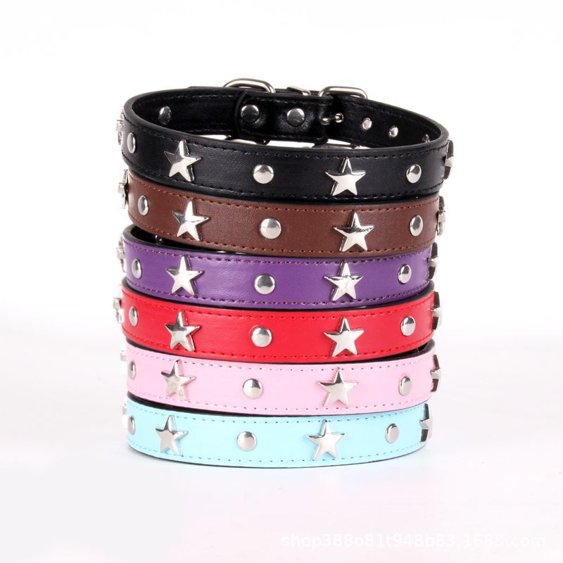 Simple Style Pu Leather Solid Color Pet Collar