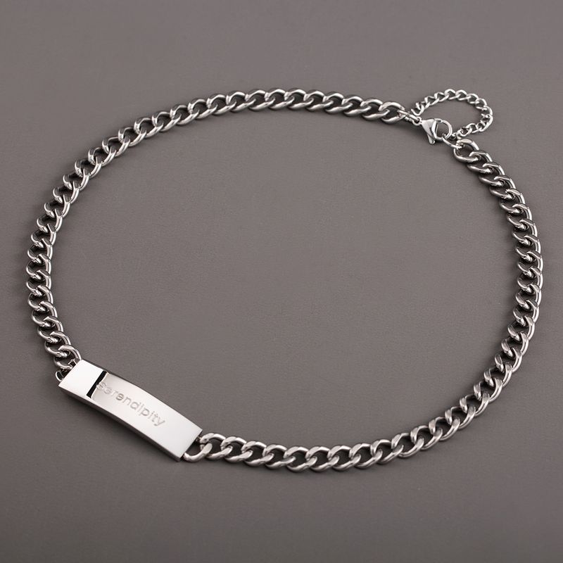 Hip-Hop Cool Style Letter 304 Stainless Steel Polishing Carving Men's Necklace