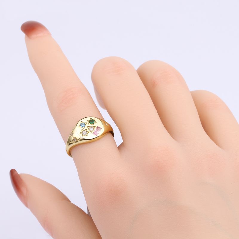 Sterling Silver Simple Style Classic Style Inlay Solid Color Zircon Rings