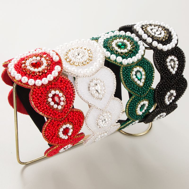 Women's Elegant Luxurious Geometric Cloth Inlay Artificial Pearls Rhinestones Beads Hair Band