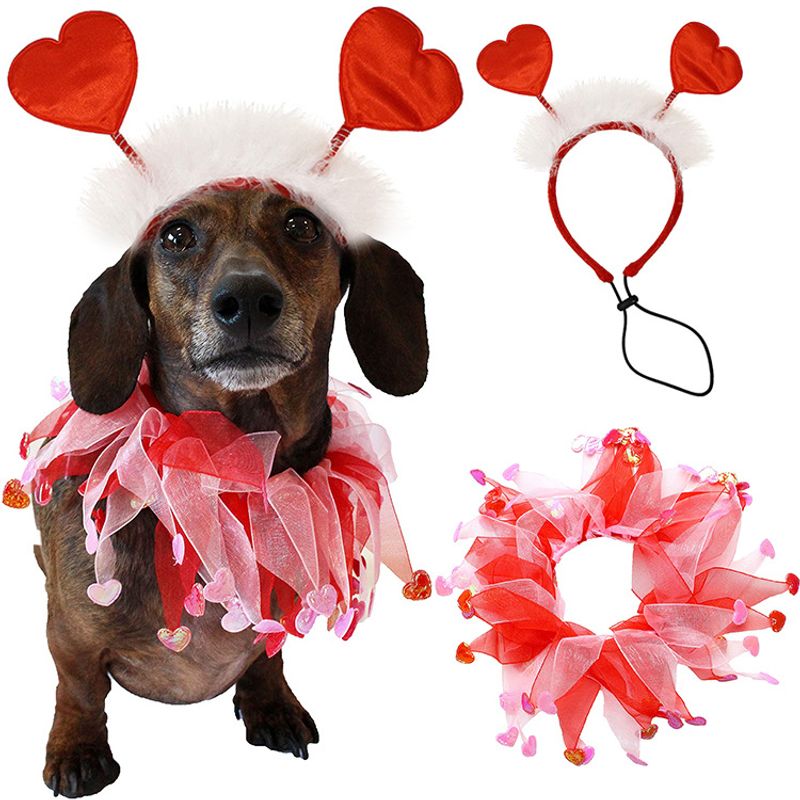 Simple Style Classic Style Organza Valentine's Day Heart Shape Pet Accessories