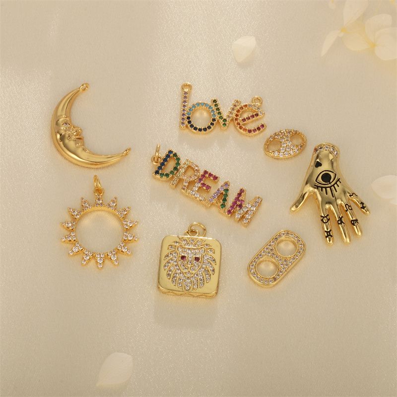 1 Piece Casual Sweet Sun Letter Moon Copper Enamel Inlay Jewelry Accessories