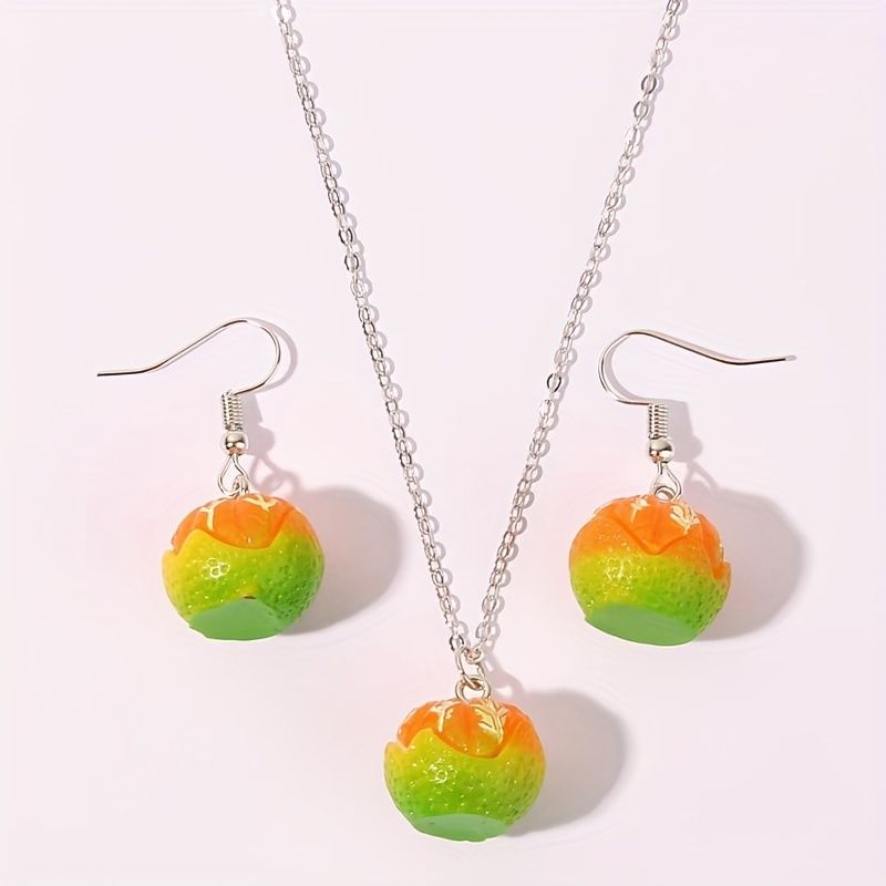 Casual Cute Orange Resin Women's Earrings Necklace