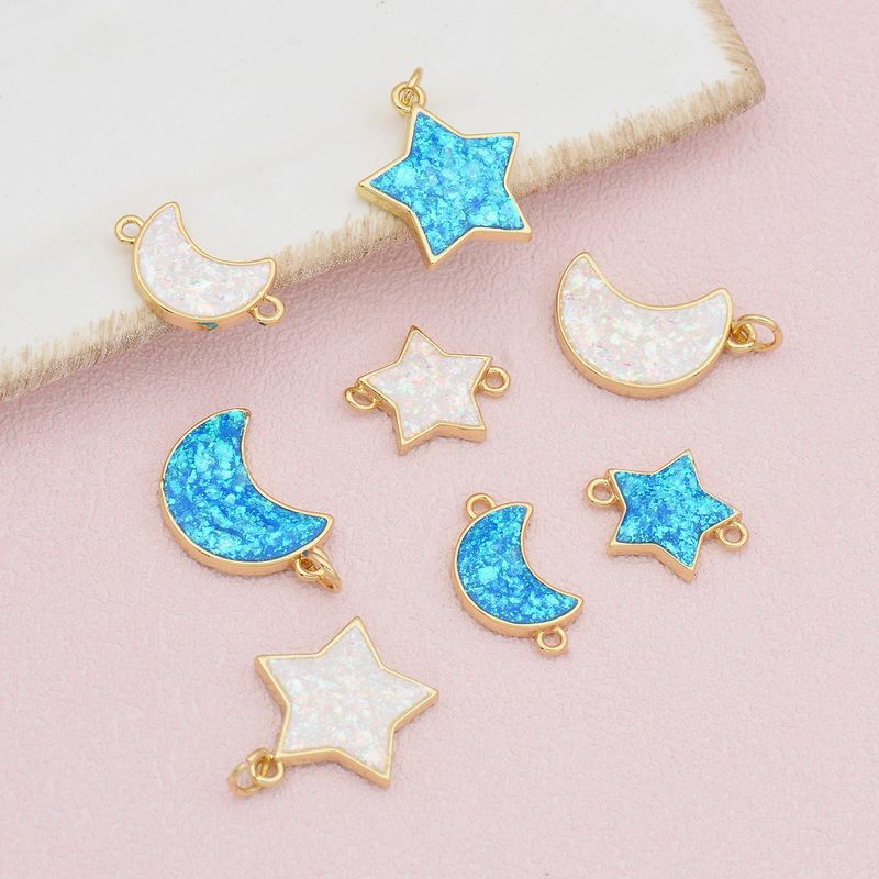 1 Piece Simple Style Star Moon Copper Pendant Jewelry Accessories
