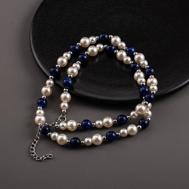 Elegant Glam Retro Color Block Stainless Steel Arylic Imitation Pearl Beaded Women's Necklace