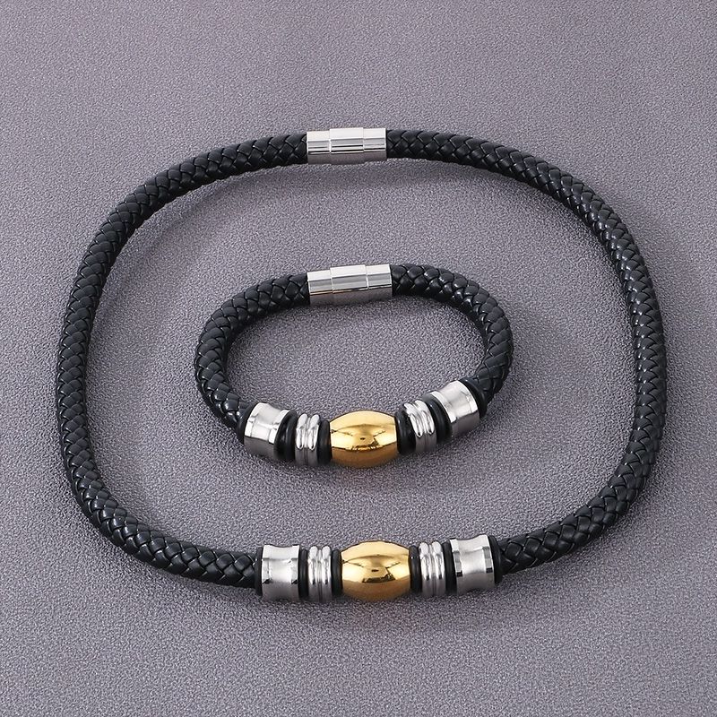 Hip-hop Geometric Pu Leather Men's Bracelets Necklace