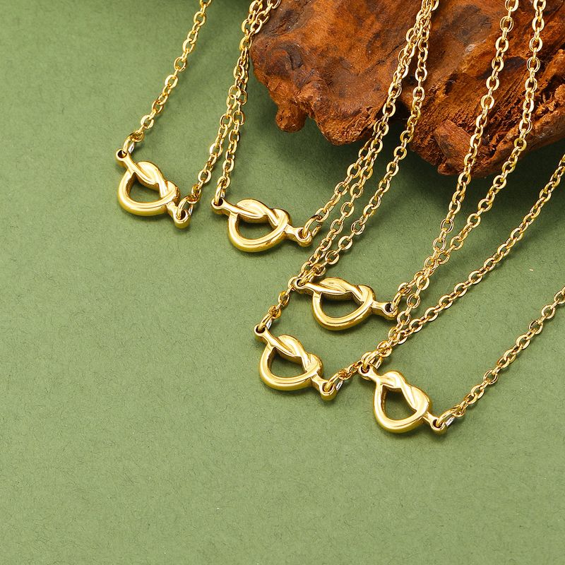 Titanium Steel Vintage Style Heart Shape Plating Pendant Necklace