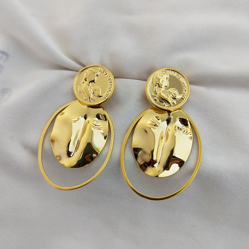 1 Pair Simple Style Angel Oval Plating Copper Drop Earrings