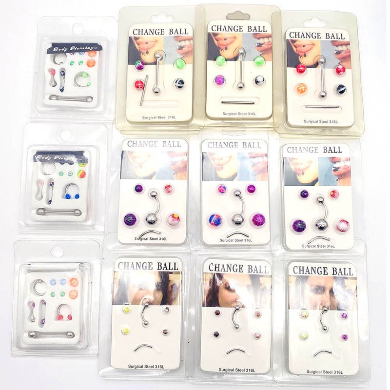 1 Set Lip Rings Simple Style Geometric Stainless Steel Plating Belly Ring Nose Ring Nose Studs