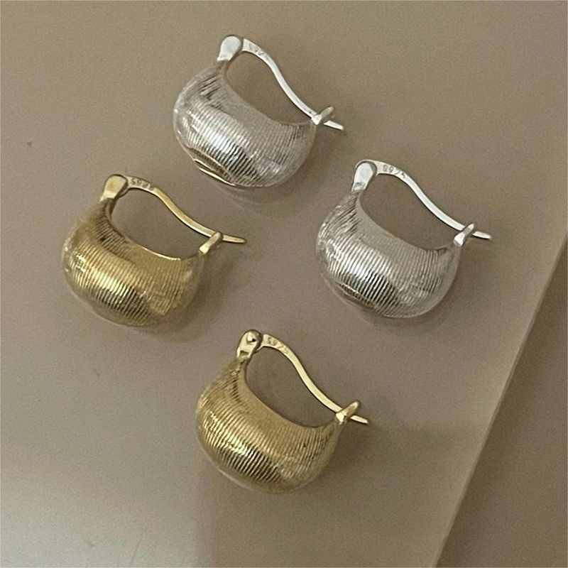 1 Pair Simple Style Geometric Plating Sterling Silver Hoop Earrings