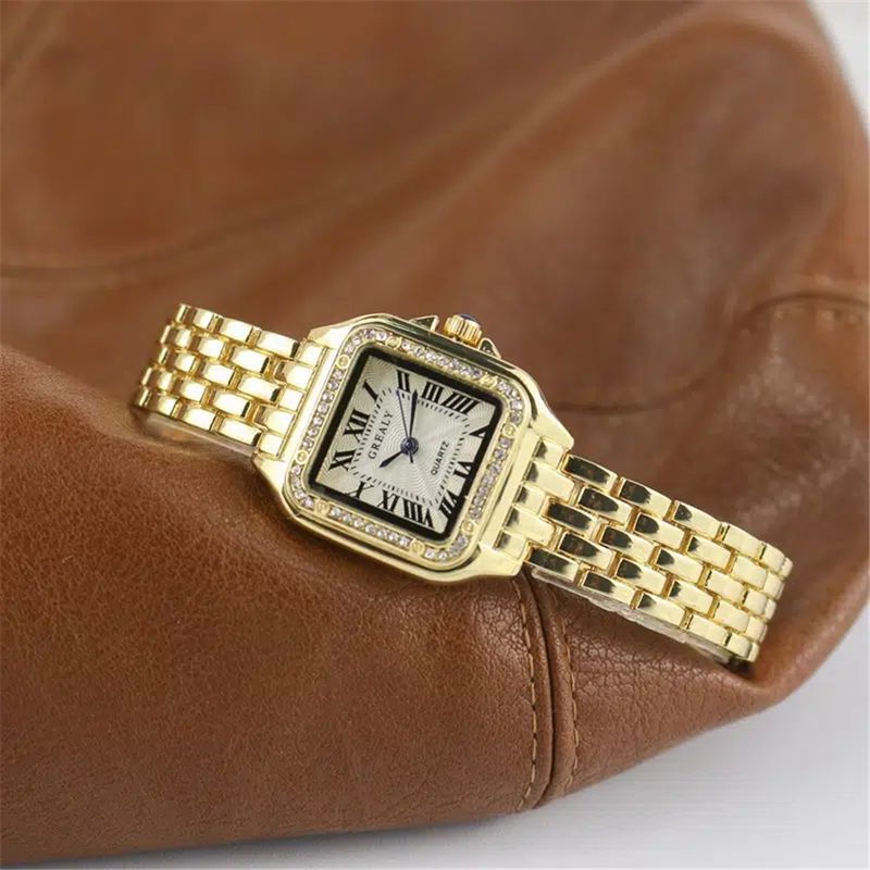 Vintage-Stil Einfarbig Rechteck Quarz Frauen Uhren