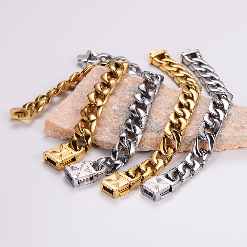 Stainless Steel 18K Gold Plated Hip-Hop Punk Plating Geometric Bracelets