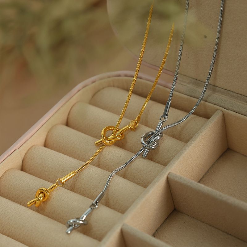Lässig Einfacher Stil Knoten Titan Stahl Überzug Metallknopf Pulloverkette