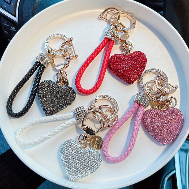 Simple Style Heart Shape Alloy Inlay Rhinestones Women's Keychain