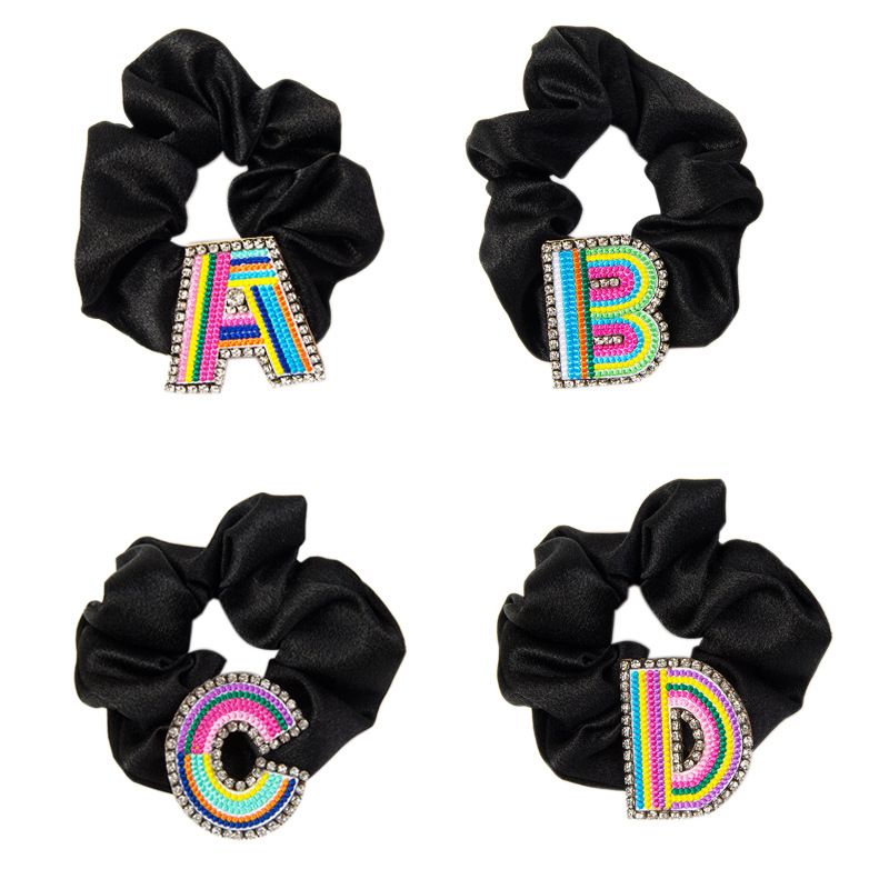 Women's Simple Style Letter Embroidery Rhinestone Hair Tie