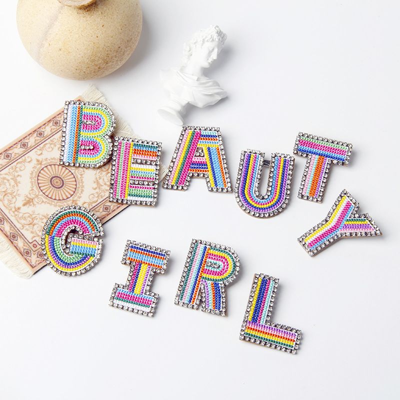 Simple Style Letter Rhinestone Embroidery Women's Brooches 1 Piece