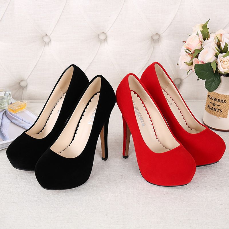 Women's Casual Solid Color Round Toe Pumps