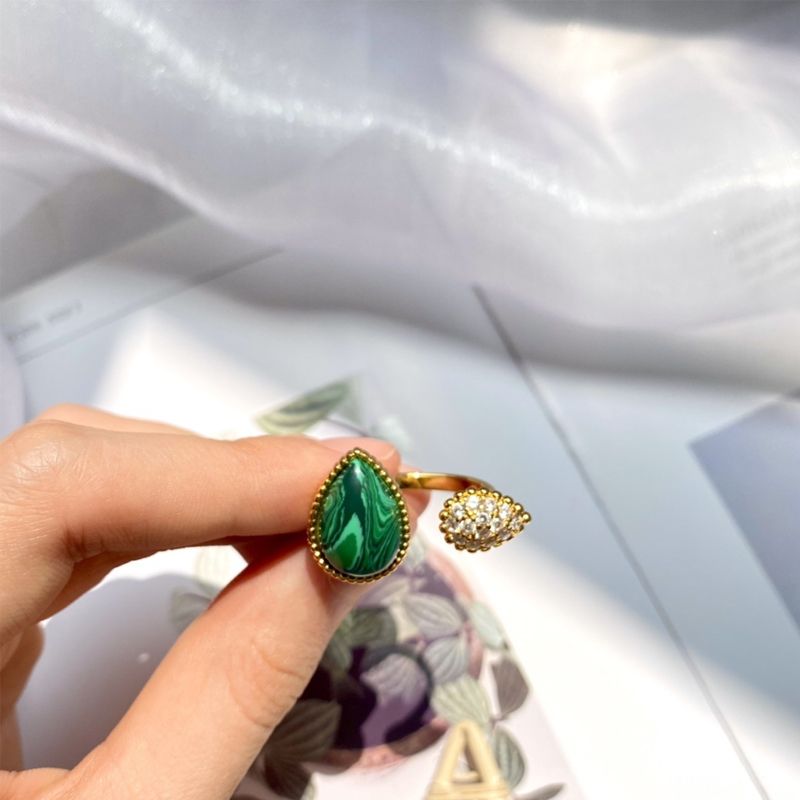 Commute Water Droplets Alloy Agate Inlay Artificial Diamond Open Rings