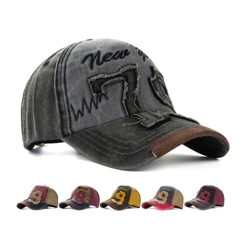Unisex Vintage Style Letter Embroidery Curved Eaves Baseball Cap