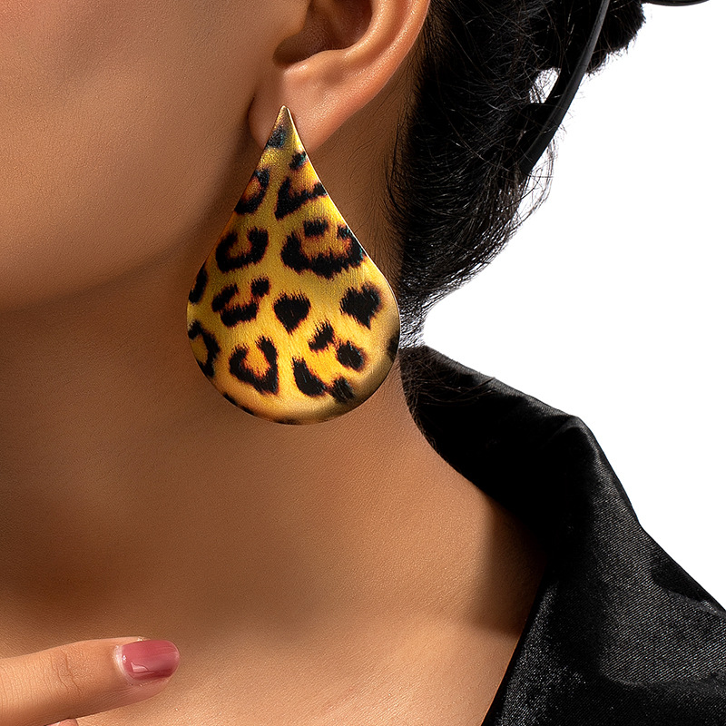 1 Pair Ig Style Water Droplets Leopard Plating Ferroalloy Gold Plated Drop Earrings