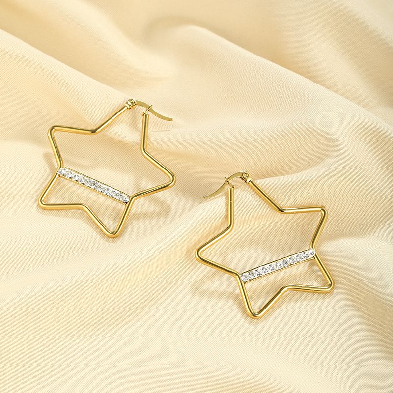 1 Pair Vintage Style Geometric Star Plating 304 Stainless Steel 18K Gold Plated Ear Studs
