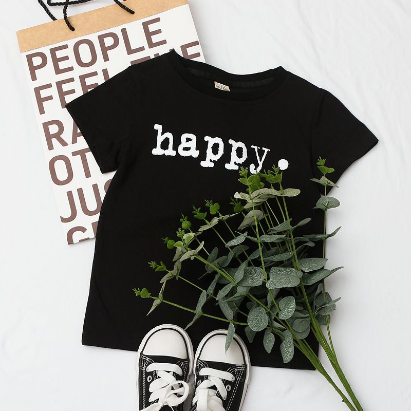 Simple Style Letter Cotton T-shirts & Shirts