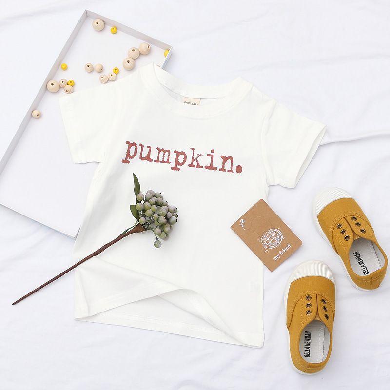 Simple Style Letter Cotton T-shirts & Shirts