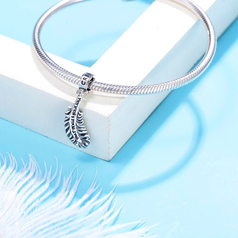 1 Piece Ig Style Elegant Vintage Style Feather Sterling Silver Plating Pendant Jewelry Accessories