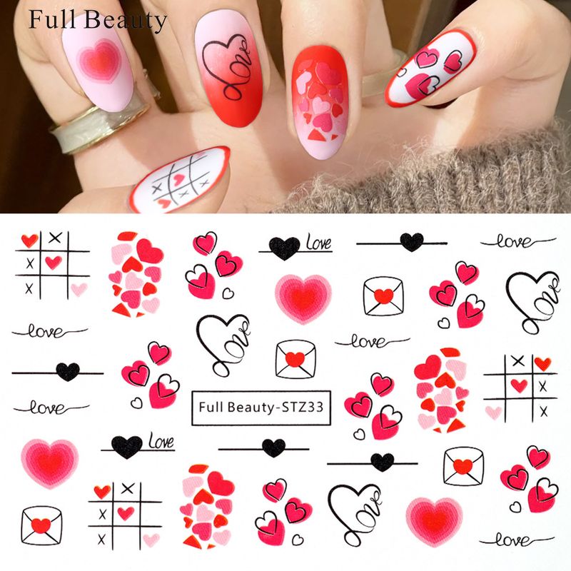 Día De San Valentín Dulce Dibujos Animados Forma De Corazón Pegatinas Parches De Uñas 1 Pieza