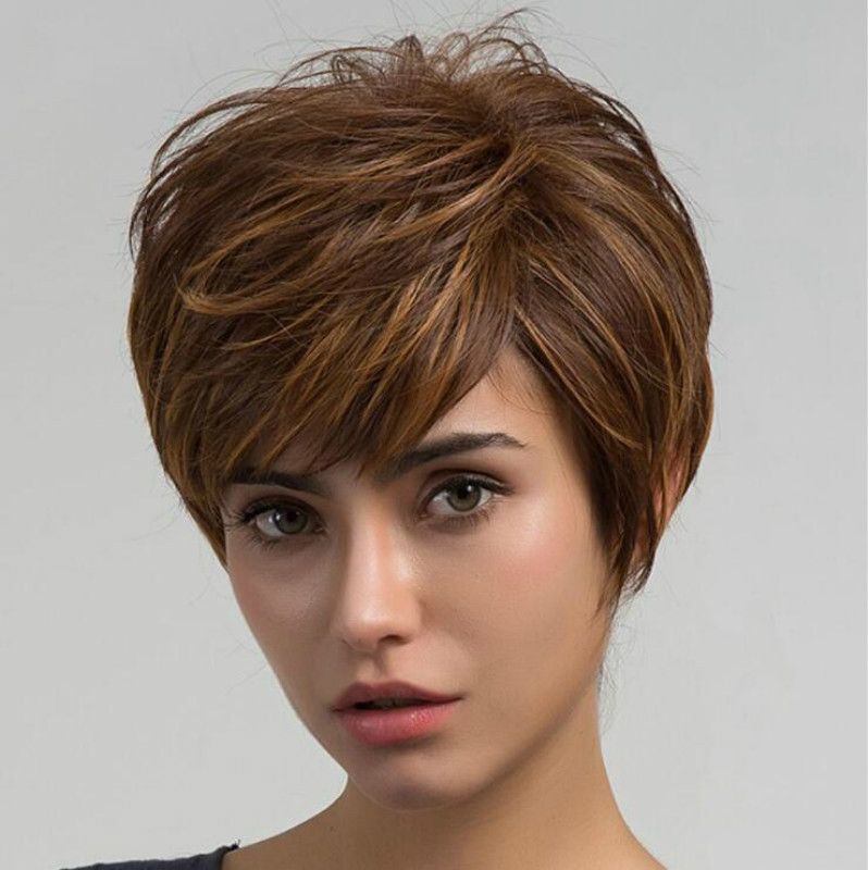 Women's Simple Style Casual Home High Temperature Wire Side Fringe Short Straight Hair Wigs