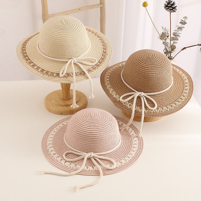 Women's Simple Style Bow Knot Flat Eaves Straw Hat