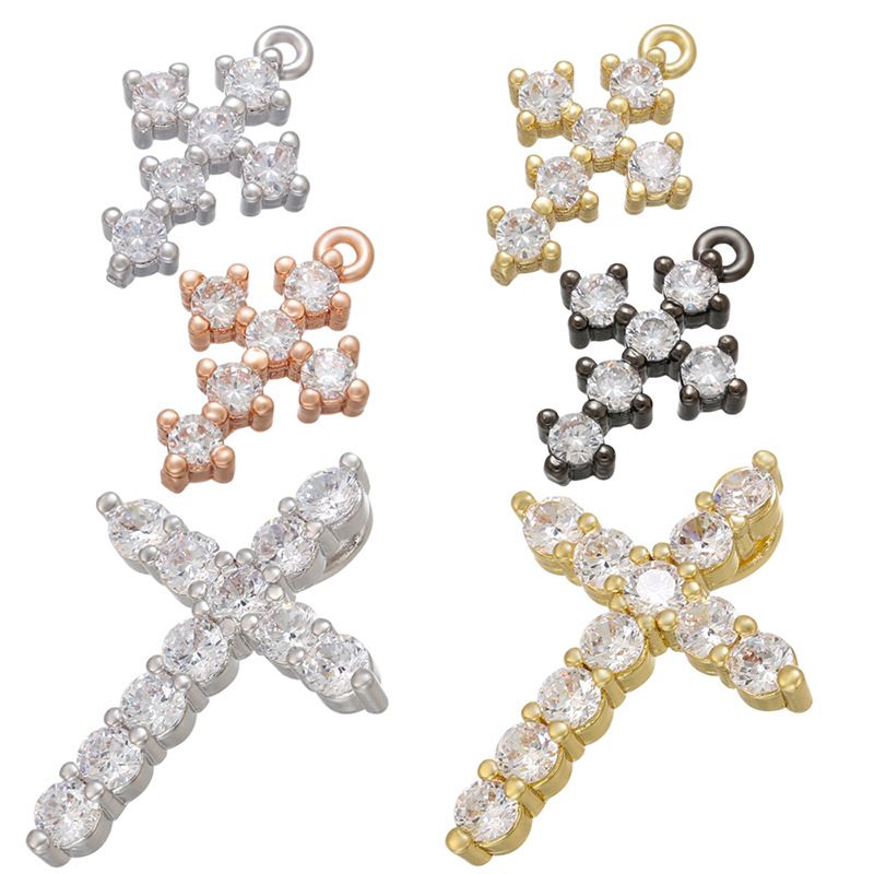 1 Piece Simple Style Cross Copper Plating Inlay Jewelry Accessories