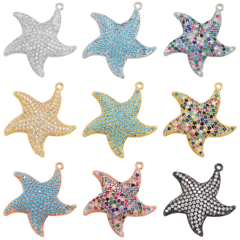 1 Pieza Estilo Simple Estrella De Mar Cobre Enchapado Embutido Accesorios De Joyería