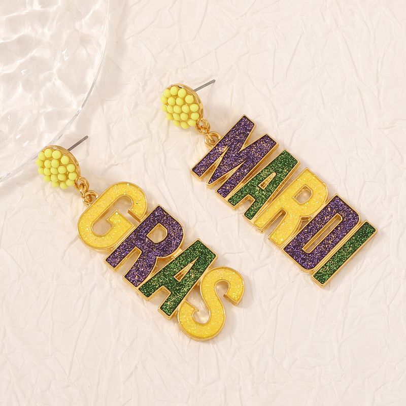 1 Pair Ig Style Letter Stoving Varnish Plating Alloy Drop Earrings