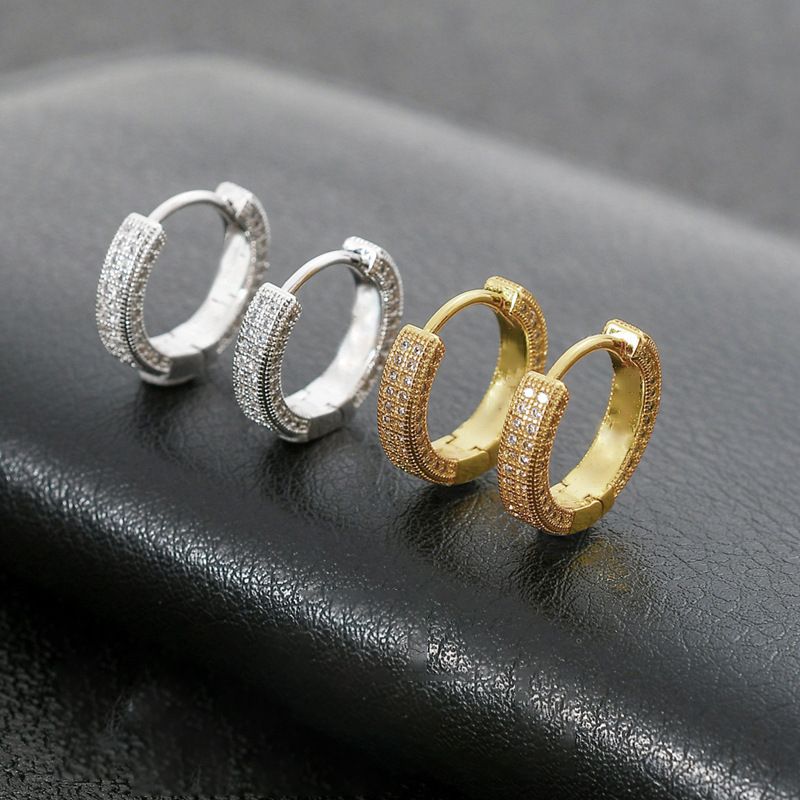 1 Pair Simple Style Round Plating Inlay Brass Zircon Earrings