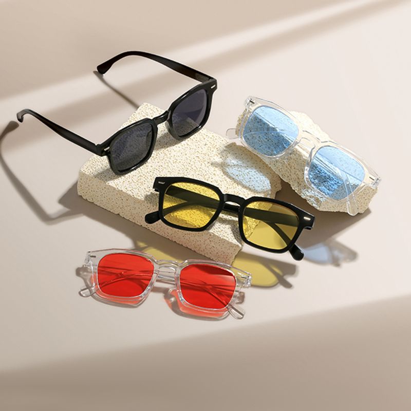 Toller Stil Farbblock Harz Quadrat Vollbild Sonnenbrille Der Frauen