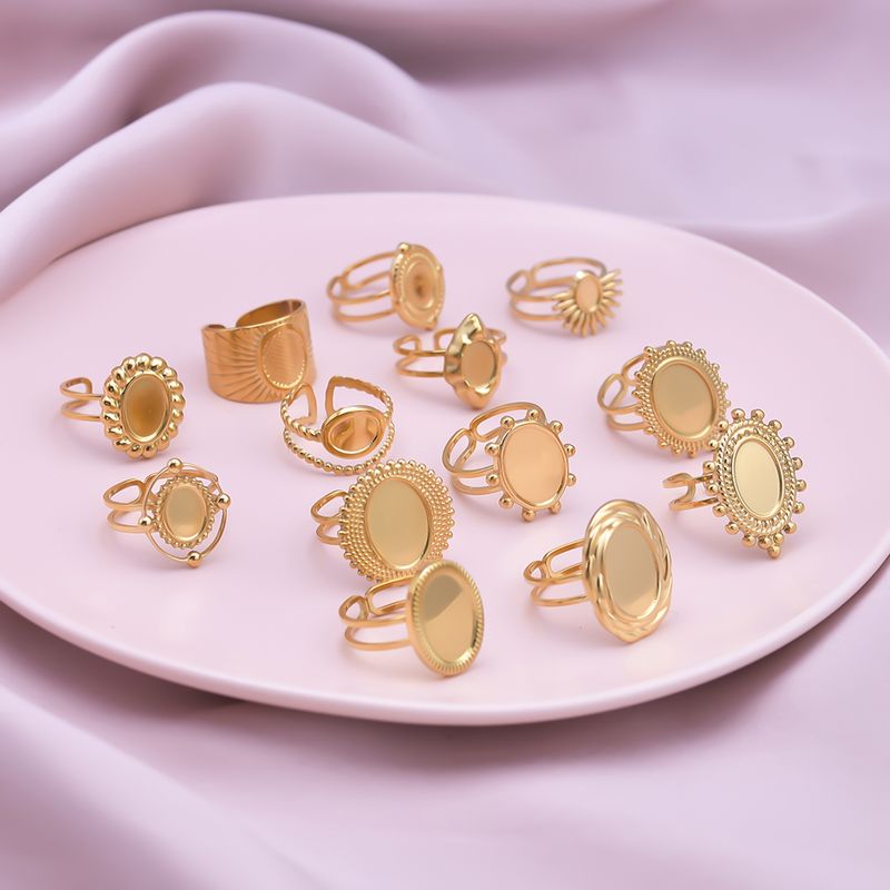 Simple Style Geometric Stainless Steel Plating 18k Gold Plated Open Rings