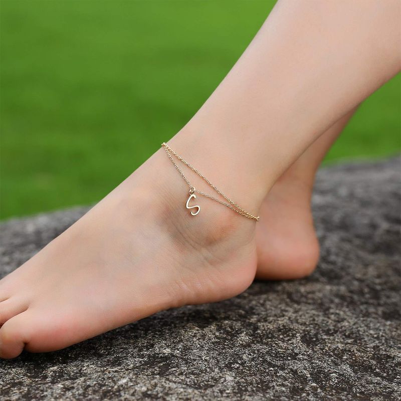 Vacation Letter Heart Shape Copper Plating 14k Gold Plated Women's Anklet
