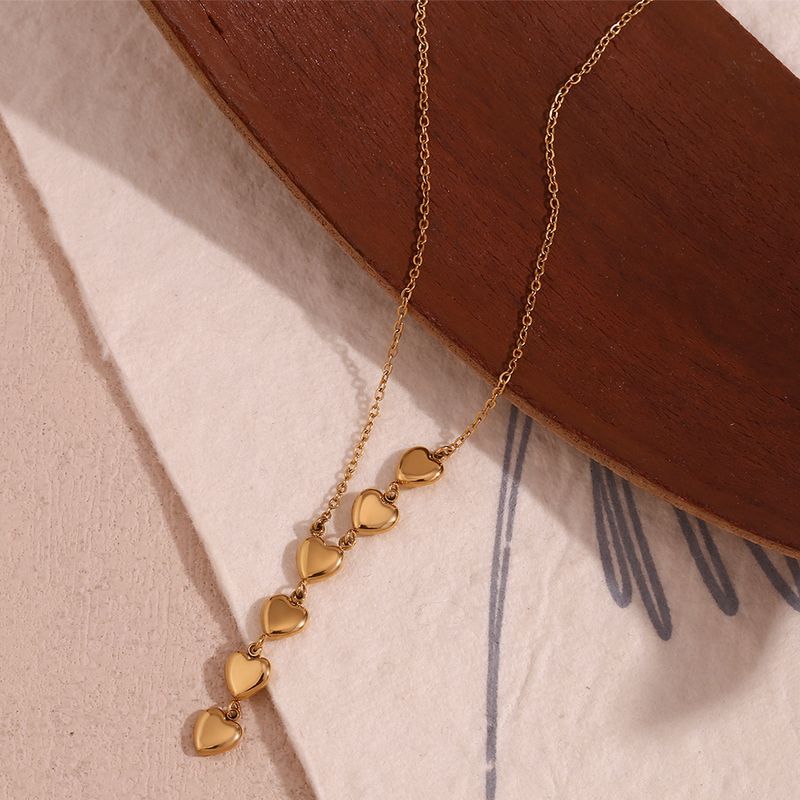 Einfacher Stil Herzform Rostfreier Stahl Überzug 18 Karat Vergoldet Halskette Mit Anhänger
