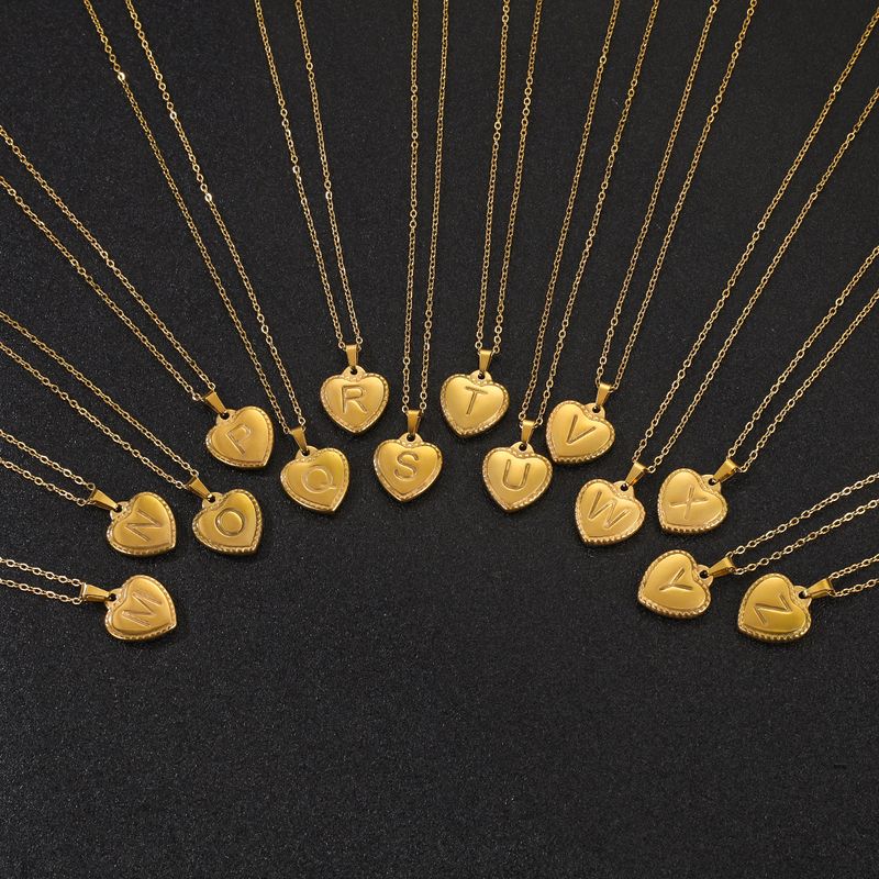 Vintage-stil Einfacher Stil Herzform Rostfreier Stahl 18 Karat Vergoldet Halskette Mit Anhänger